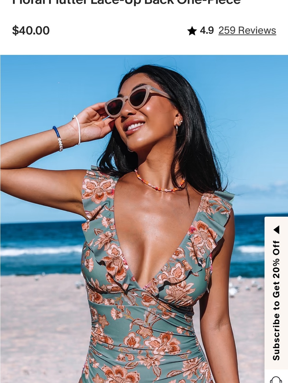 Cupshe Gray One-Piece with Pink & Peach Floral Print